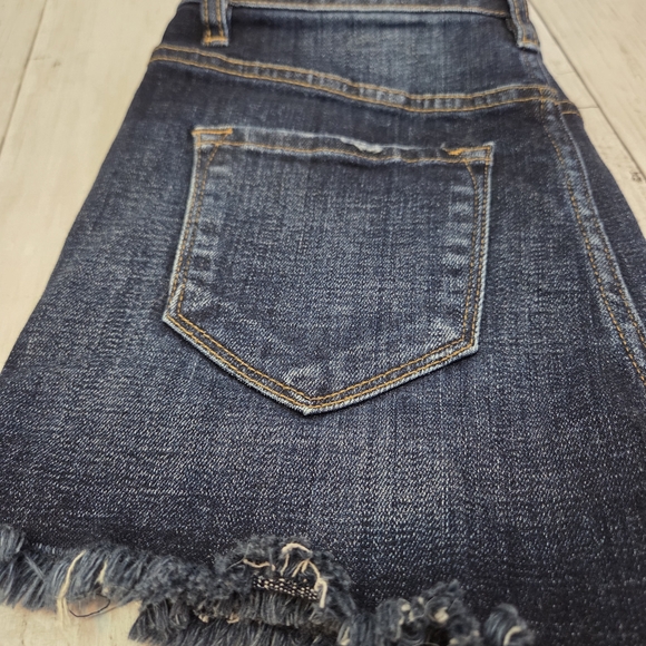 KanCan Midnight Blue Frayed Jean Shorts - Picture 7 of 10